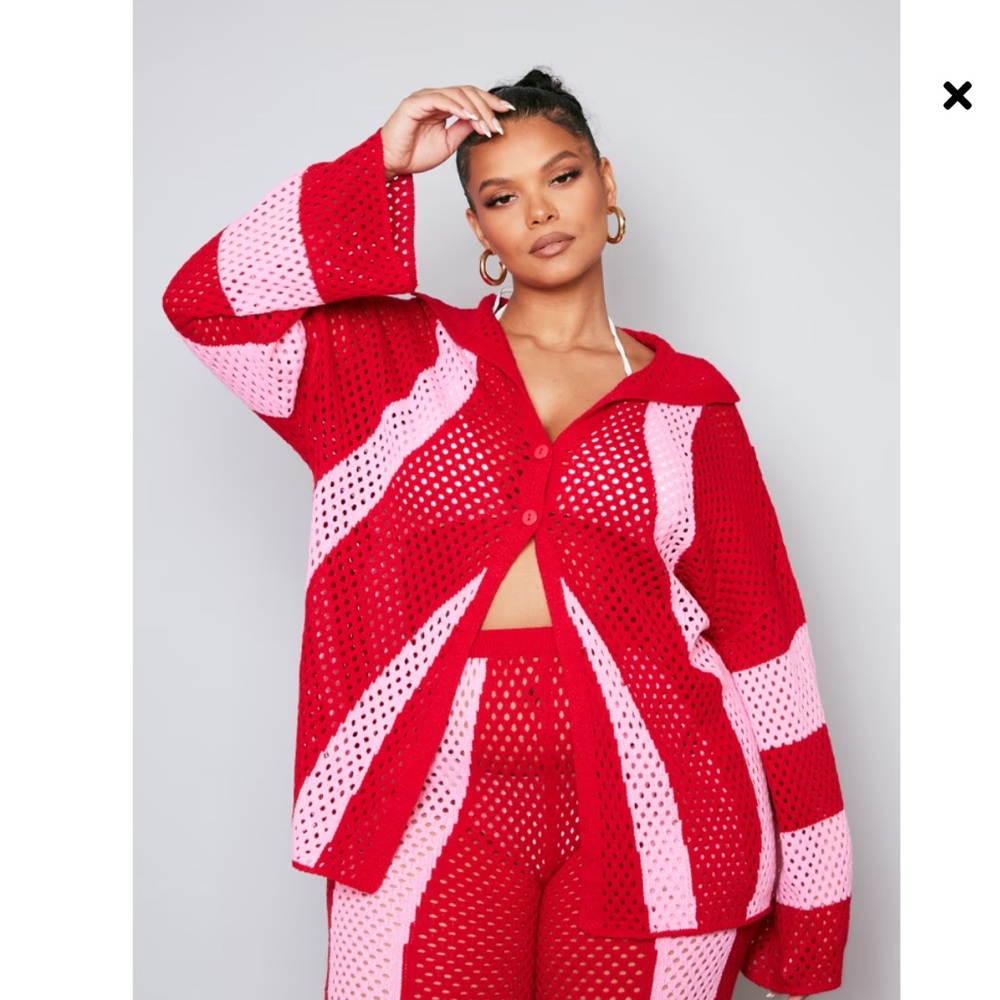 pretty little thing red cardigan